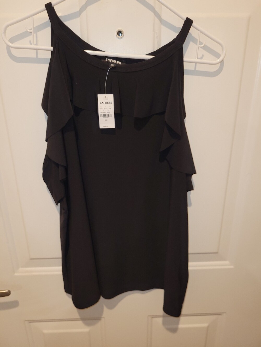 NWT Express Black Ruffle Cold-Shoulder Top.